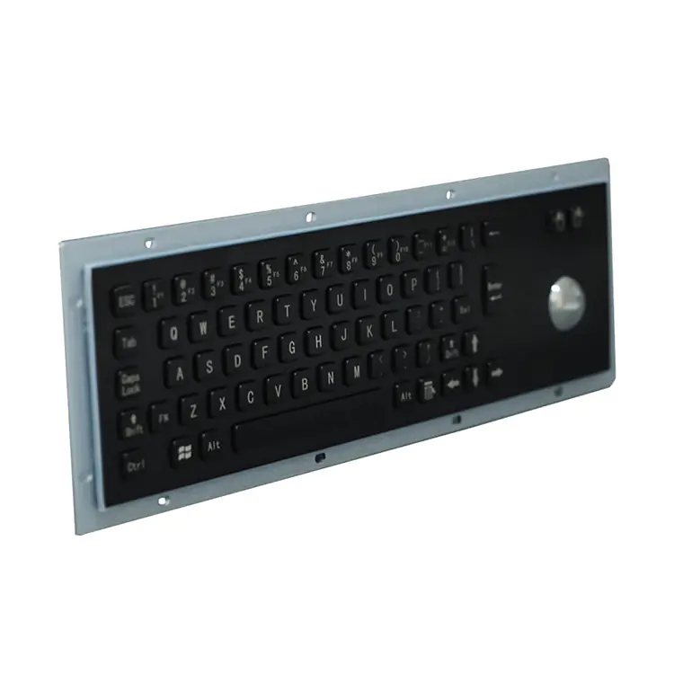 RUGGED RKB-D-8602B Black Stainless Steel Keyboard with Trackball - Image 2