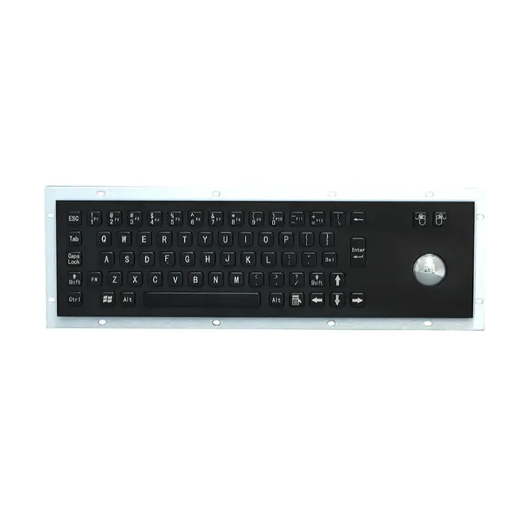 RUGGED RKB-D-8602B Black Stainless Steel Keyboard with Trackball