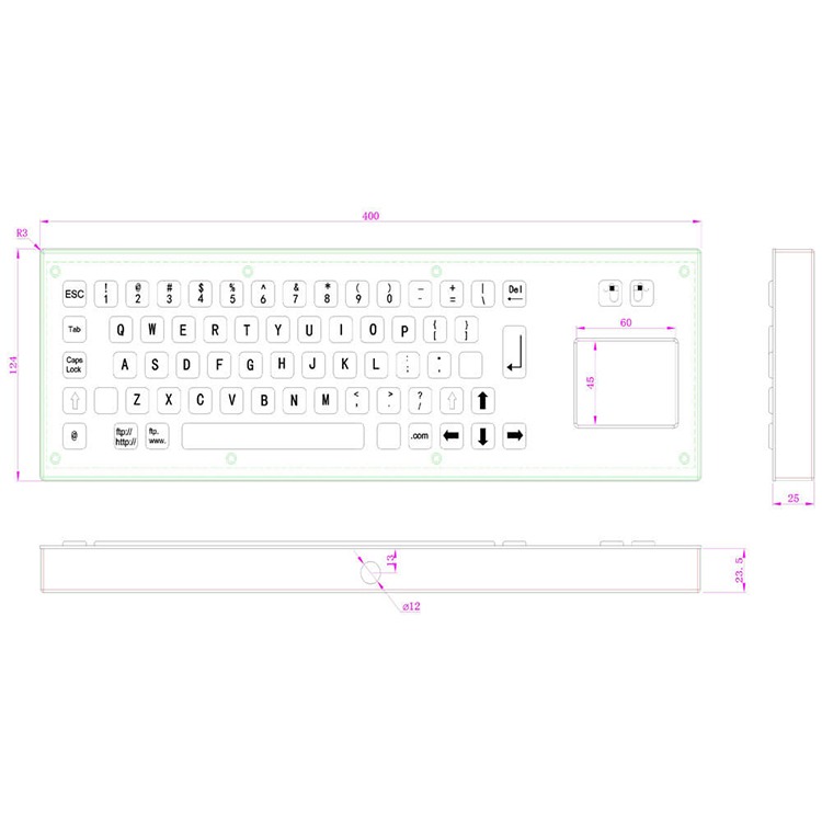 RUGGED RKB-D-8608-DESK Compact Desktop Stainless Steel Keyboard with Touchpad - Image 5