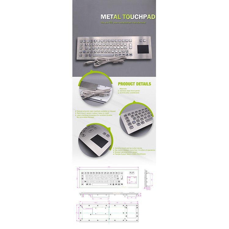 RUGGED RKB-D-8608 Stainless Steel Keyboard With Touchpad - Image 11