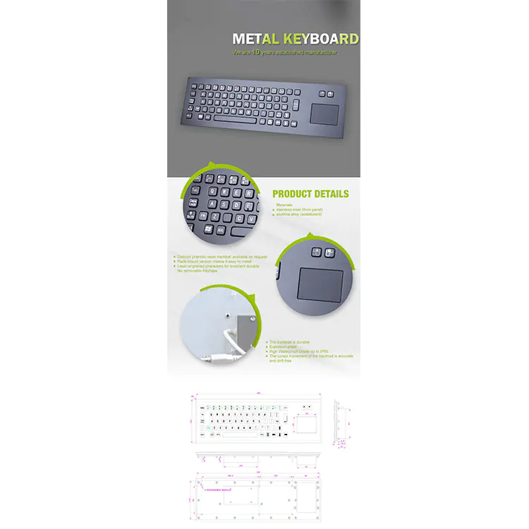 RUGGED RKB-D-8608B Black Stainless Steel Keyboard With Touchpad - Image 8