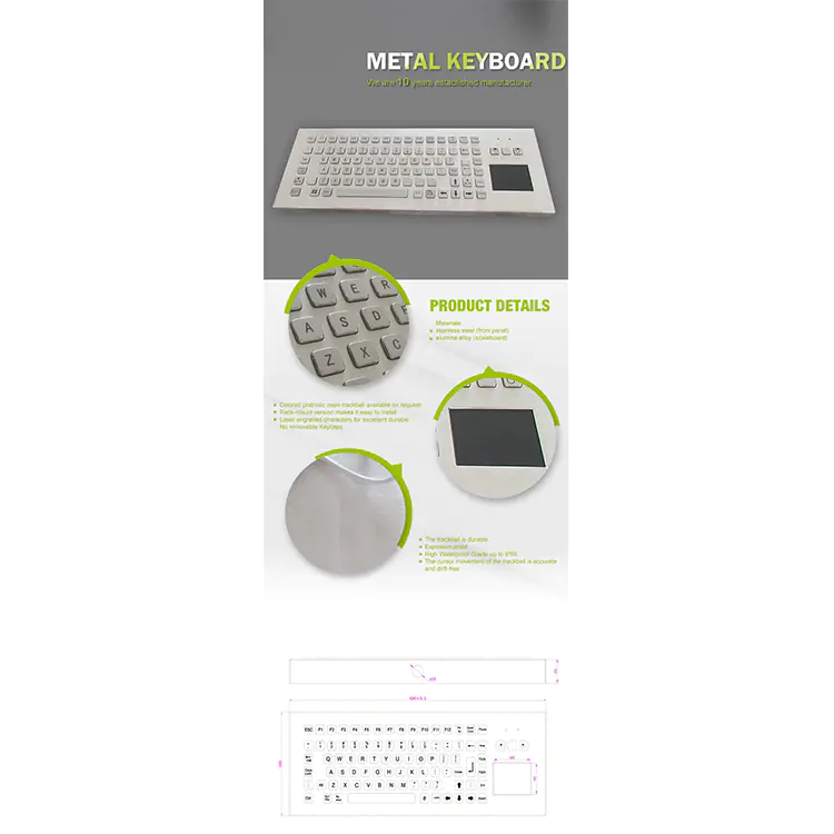 RUGGED RKB-D-8611-DESK Desktop Stainless Steel Keyboard - Image 6
