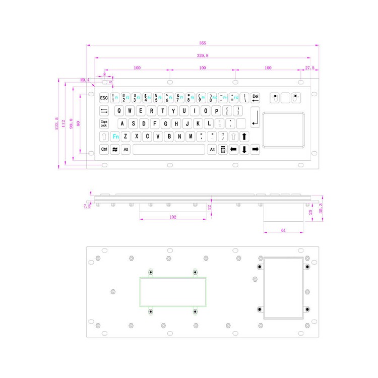 RUGGED RKB-D-8635T-BL Industrial Grade Keyboard With Touchpad - Image 4
