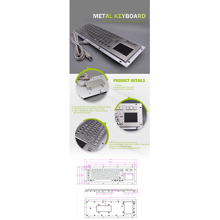 RUGGED RKB-D-8635T Stainless Steel Keyboard With Touchpad - Image 11