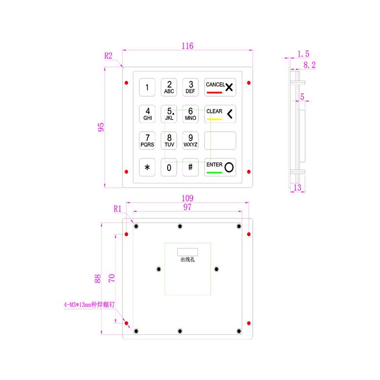RUGGED RKP-MINI-16-BL Mini Stainless Steel Keypad - Image 4