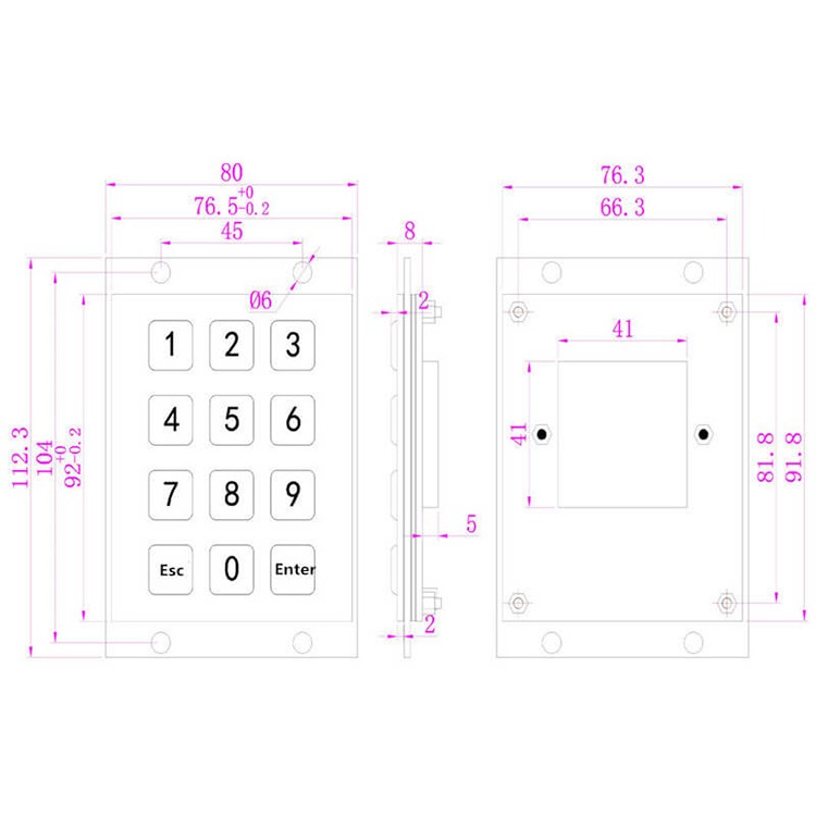 RUGGED RKP-MINI-IND-KIOSK Stainless Steel Kiosk Alpha-Numeric Keypad - Image 3